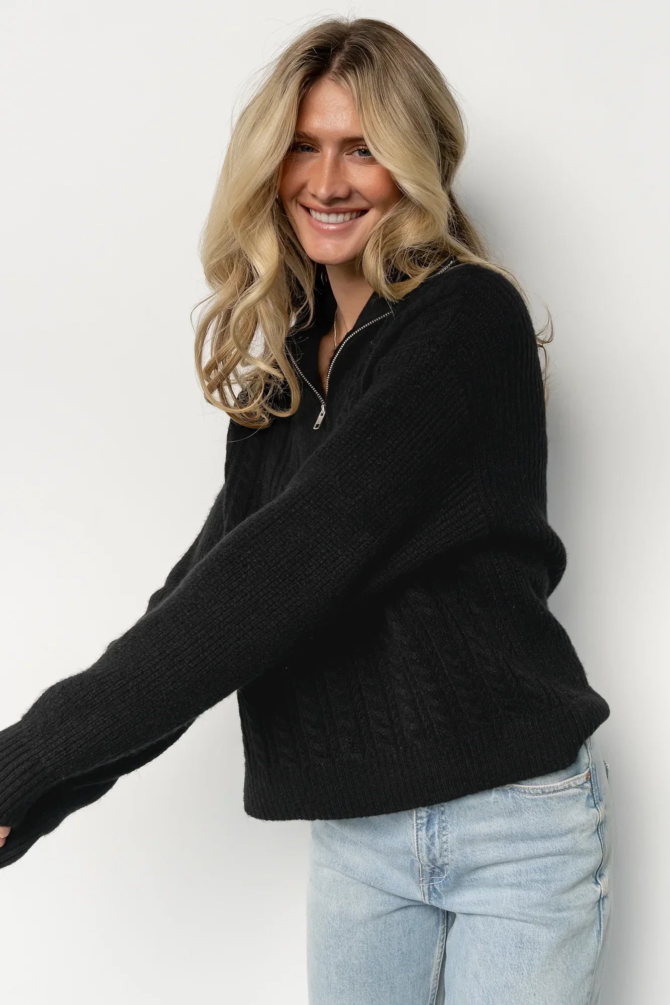 Signe Half Zip Sweater | Black